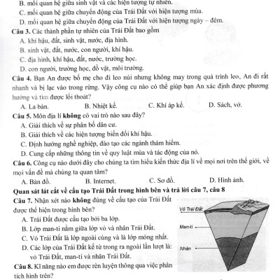 Đề Kiểm Tra Đánh Giá Năng Lực Môn Lịch Sử - Địa Lí (Phần Địa Lí) Lớp 6 _EDU