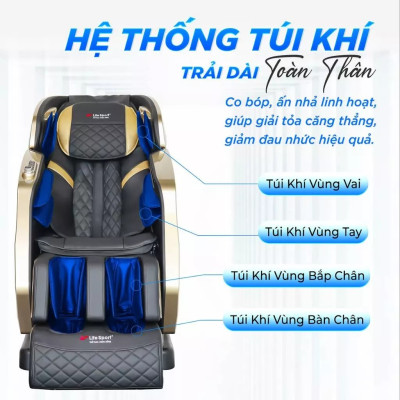 Ghế Massage Toàn Thân Lifesport LS-599, Con Lăn 5D Kết Hợp Massage Với Nhiệt Hồng Ngoại, Trị Liệu Chuyên Sâu