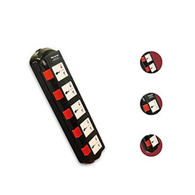 Ổ Cắm Điện Quang ĐQ tiện lợi ( Công tắc ngắt điện từng ổ cắm,màu đen trắng , dây dài 5m )  Hàng Chính Hãng