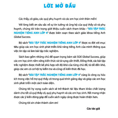 Global Success - Bài Tập Trắc Nghiệm Tiếng Anh Lớp 4 - Tập 1 - Có Đáp Án