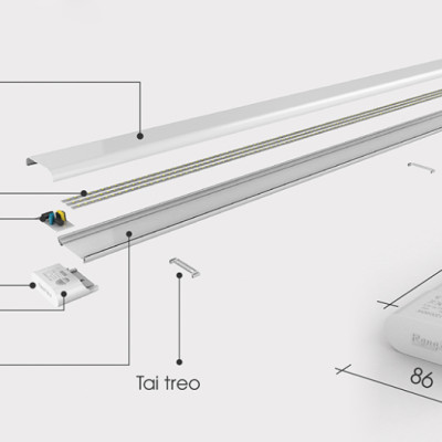 Bộ đèn LED bán nguyệt Rạng Đông M66 1200/60W ánh sáng trắng - Hàng chính hãng