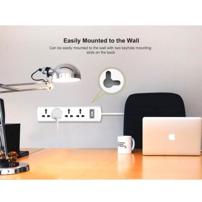 Ổ cắm điện đa năng thông minh tự ngắt Huntkey SZM401 - 2500W chính hãng, 4 lỗ 3 chân dài 1.5m- hàng chính hãng