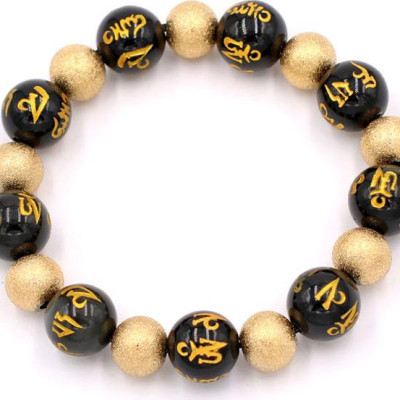 Vòng đeo tay - thạch anh đen Phật chú 12 ly VTEPVHVM1 - hợp mệnh Thủy, mệnh Mộc