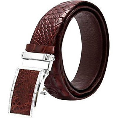 Thắt Lưng Nam Da Cá Sấu Gai Lưng Huy Hoàng HT4208 (120 x 3.5 cm) - Nâu Đỏ