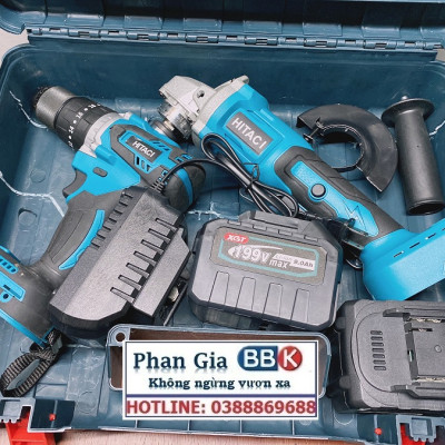 Bộ Combo 2 Máy Gồm Máy Khoan Pin Và Máy Mài Pin Dùng Pin 15 Cell 199V Lõi Đồng Không Than - Tặng Hộp Đựng - Bảo Hành 12 Tháng