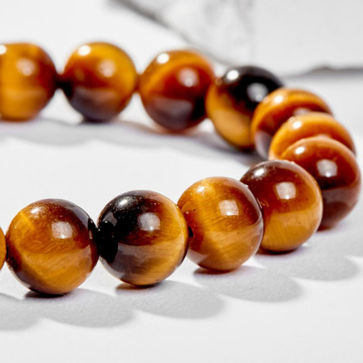 Vòng Tay Phong Thủy Đá Mắt Hổ Vàng Nâu Phối Charm Tuổi Sửu Bạc Mạ Vàng 24K (8mm) Mệnh Thổ, Kim Ngọc Quý Gemstones