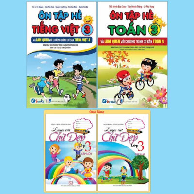 Sách - Bộ Sách Ôn Tập Hè Tiếng Việt 3 + Ôn Tập Hè Toán 3 (Bộ 2 Cuốn) - Tặng Kèm Sách Luyện Viết Chữ Đẹp Lớp 3 - Tập 1 + Tập 2
