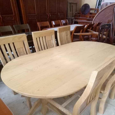 Bộ Bàn Ăn OVAL Gỗ Sồi Nga
