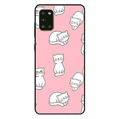 Ốp lưng dành cho Samsung A21 - A21s - A31 mẫu Mèo Trắng Nền Hồng