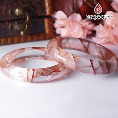 Vòng thạch anh ưu linh đỏ cam liền khối đường kính 54mm mệnh hỏa thổ - Ngọc Quý Gemstones