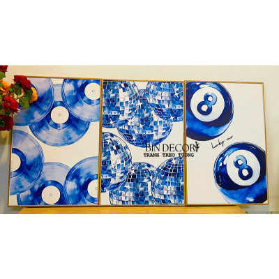 (ẢNH THẬT) Tranh treo tường nghệ thuật tranh xanh dương trang trí decor quán nhà hàng khách sạn