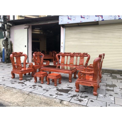 Bộ bàn ghế quốc đào gỗ xoan - NỘI THẤT BÌNH LONG 0988-352-210