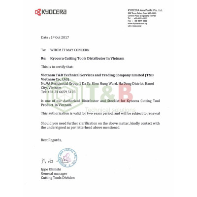 Mảnh dao tiện lỗ phủ PVD Kyocera Model WPMT160304HQ PR1025