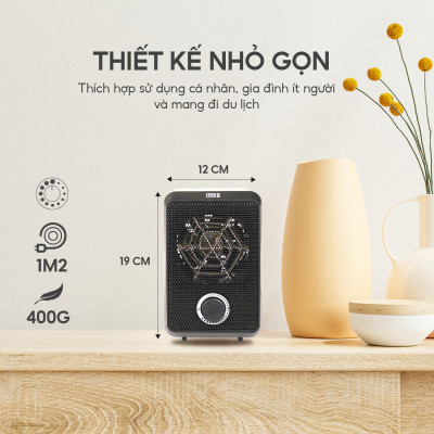 Máy sưởi mini để bàn Lebenlang LBL0276, công suất 600W, làm ấm góc rộng, nóng nhanh, thiết kế nhỏ gọn tiện lợi, bảo hành 2 năm - hàng chính hãng