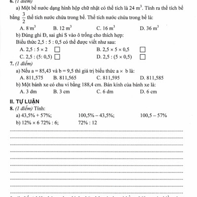 Bộ Đề Kiểm Tra Môn Toán Lớp 5 - (Dùng Kèm SGK Kết Nối Tri Thức Với Cuộc Sống) - HA