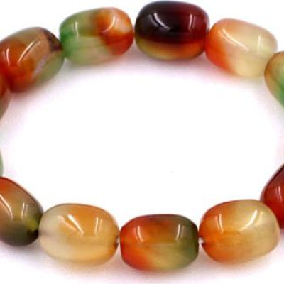 Vòng tay chuỗi hạt Lu Thống Thạch Anh Xanh Nâu Bầu 12mm x 16mm - hợp mệnh Mộc, mệnh Hỏa