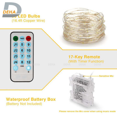 Dây đèn led đom đóm nhấp nháy đồng bộ theo nhạc 10 mét vàng nắng 