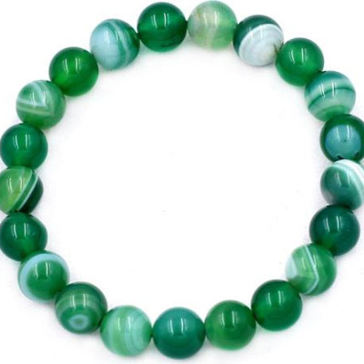 Vòng tay chuỗi hạt Thạch Anh Xanh Lá Sọc 8 ly 21 hạt - hợp mệnh Hỏa, mệnh Mộc