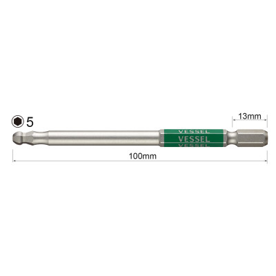 Mũi vặn vít đầu lục giác bi GSPB (dài 100mm) - Vessel (Nhật Bản)