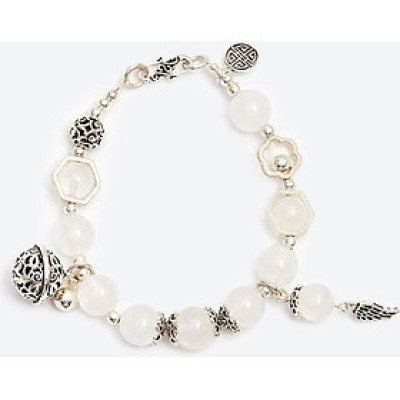 Vòng tay thạch anh ưu linh trắng mix lục lạc Ngọc Quý Gemstones