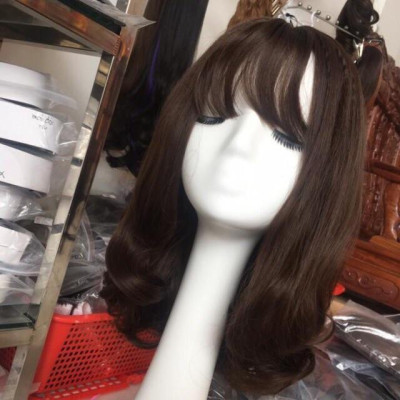 Tóc giả xoăn qua vai cao cấp chịu nhiệt- tặng lưới- hình thật