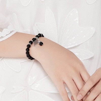 Vòng Tay Đá Obsidian Mix Charm Ngọc Quý Gemstones VT9
