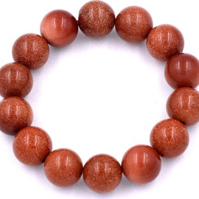 Vòng tay chuỗi hạt Đá Kim Sa 14 ly 15 hạt - hợp mệnh Kim, mệnh Thổ