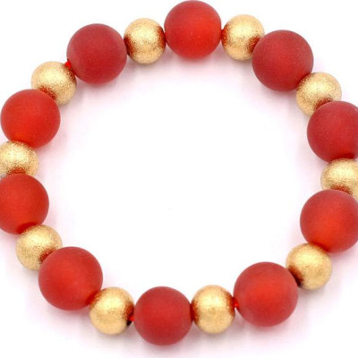 Chuỗi đeo tay phong thủy - thạch anh đỏ mài mờ 10 ly VTAOMHVT1 - hợp mệnh Hỏa, mệnh Thổ