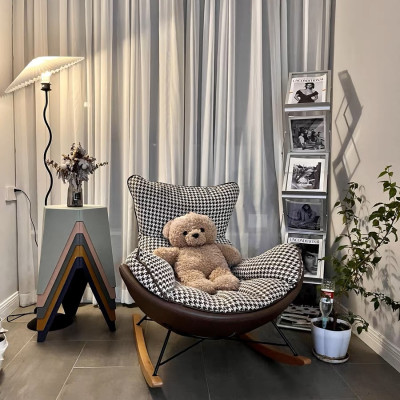 Đèn cây đứng decor đọc sách, đèn ngủ cho phòng ngủ, phòng khách kiểu sóng lượn Hàn Quốc màu đen DC001D