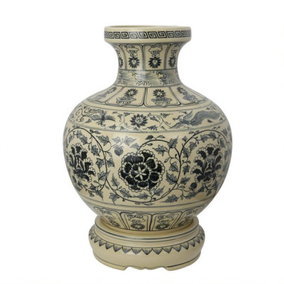 Bình Phượng hoàng truyền thống Gốm Chu Đậu (S6)- Kích thước F22 x H25 cm