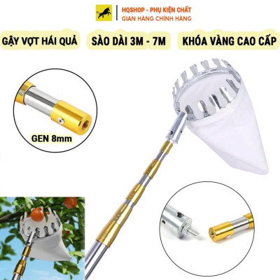 Bộ Sào Vợt Inox Hái Trái Cây Trên Cao 6M – Rút Dài, Kèm 4 Phụ Kiện Cao Cấp Loại 1