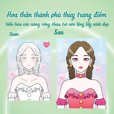 Sách - Trang Điểm Công Chúa Hàn Quốc Jenny - Tô Màu Và Bóc Dán 100+ Stickers Xinh Đẹp Cho Bé Gái - Megabook