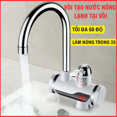 Máy Nước Nóng Lạnh Lắp Đặt Tại Vòi Rửa Bát Loại Tốt, Vòi Nước Nóng Lạnh Trực Tiếp Cảm Biến Chống Giật An Toàn, ĐÈN TRANG TRÍ