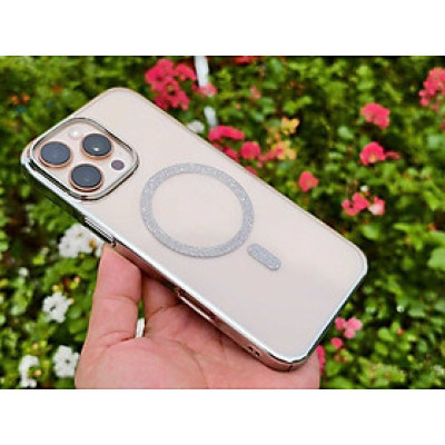 Ốp lưng cho iPhone 16 Pro Max , 16 Pro trong suốt hỗ trợ sạc từ đính đá cực sang siêu mỏng nhẹ hiệu Bling Bling Memumi - hàng chính hãng