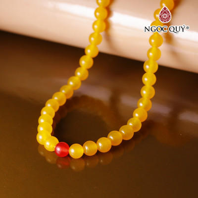 Vòng chuỗi 108 hạt đá mã não vàng mệnh thủy, kim - Ngọc Qúy Gemstones