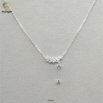 Dây chuyền bạc Ý 925 Huệ Ngân - Lá Ô Liu PP1703