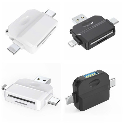 Đầu đọc thẻ nhớ SD, TF đa năng 3in1 Type c, L, USB dùng cho điện thoại, laptop, máy ảnh - Hàng nhập khẩu