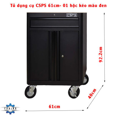 Tủ dụng cụ CSPS 61cm- 01 hộc kéo màu đen có bánh xe