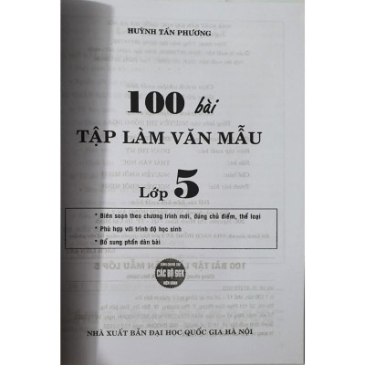 100 Bài Tập Làm Văn Mẫu Lớp 5 ( tái bản 2024) (HA-MK)