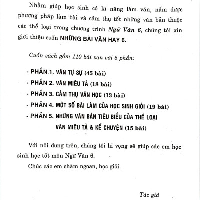 Những Bài Văn Hay 6 (Theo Chương Trình Giáo Dục Phổ Thông Mới)(Tái Bản 2023)