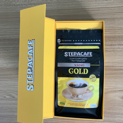 STEPPACAFE-Cà Phê Rang Xay GOLD 70% Arabica+30% Robusta (Túi 500gr có hộp)