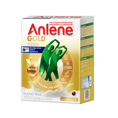 Bao bì mới - Combo 2 Sữa Bột Anlene Gold Hương Vanilla (Hộp Giấy 1,2kg)