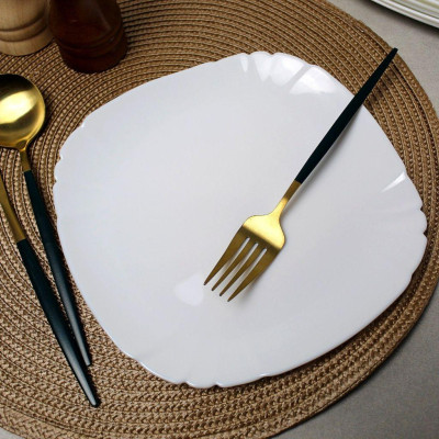 Đĩa(dĩa) thủy tinh Lotusia 23cm N3620, thủy tinh cường lực không chứa chì, dùng cho lò vi sóng và máy rửa bát