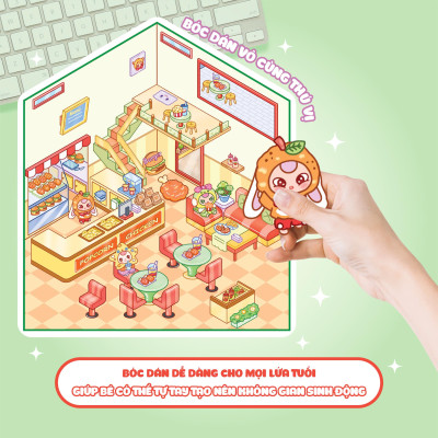 Sách - Bóc Dán 3D - Tiệm Gà Rán Baby Three