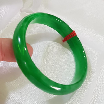 Vòng Đá cẩm thạch Bản HẸ LÝ 53mm Xanh Lý ĐậmTươi bóng đẹp Size 53mm x cao 12mm x dầy 6mmNữ 52kg - 56kg mệnh Mộc Hỏa Thủy Món Quà Ý nghĩa Anh Chị tặng chính bản thân mình, Mẹ, Vợ, người thân yêu ạ