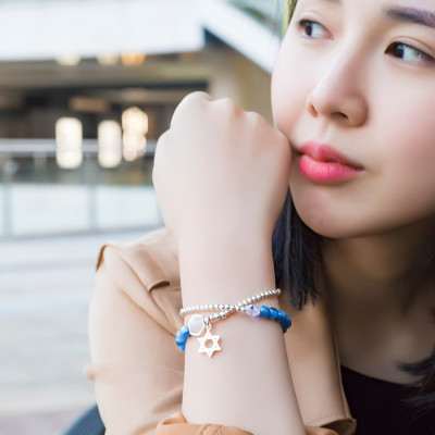 Vòng 2 line đá Kyanite charm ngôi sao bạc mệnh thủy, mộc - Ngọc Quý Gemstones