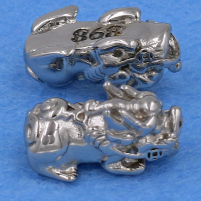 Chuỗi đeo tay ngọc tủy xanh biển 8 ly - cẩn Tỳ Hưu inox bạc VNTXBTHTB8 - hợp mệnh Mộc, mệnh Thủy