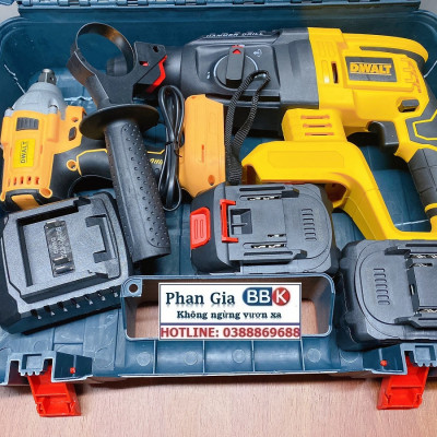 Bộ Combo Máy Khoan Đục Bê Tông Và Máy Siết Bulong - Bộ 2 Pin 15 Cell Động Cơ Từ Không Chổi Than - Bảo Hành 12 Tháng