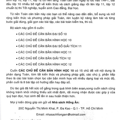 PHƯƠNG PHÁP GIẢI CÁC CHỦ ĐỀ CĂN BẢN HÌNH HỌC 10 (BIÊN SOẠN THEO CHƯƠNG TRÌNH GDPT MỚI)