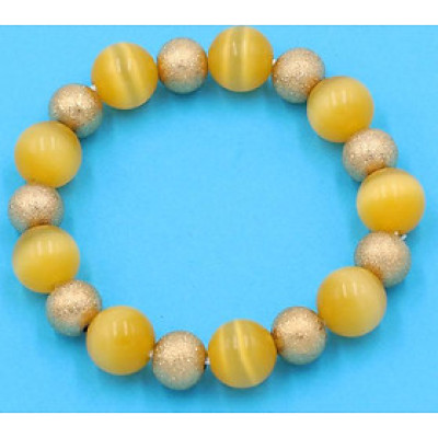 Vòng chuỗi đeo tay - đá mắt mèo vàng 12 ly VMEVHVM1 - hợp mệnh Kim, mệnh Thổ